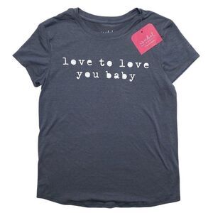 Isabel Maternity Shirt Top Women's XS Gray Love To Love You Graphic Short-Sleeve